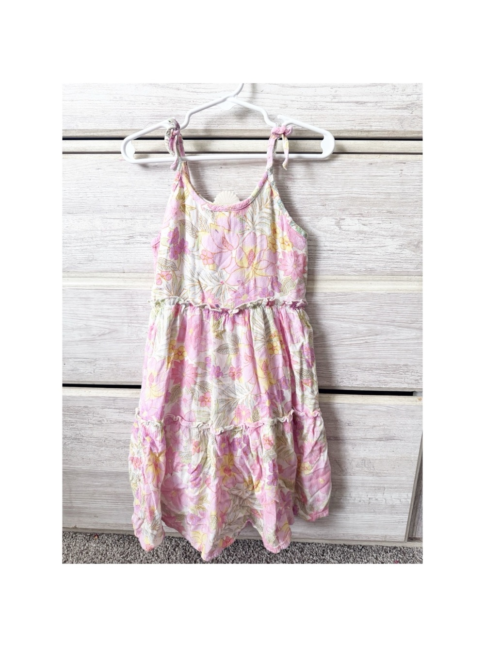 Billabong girls ' Pink Floral Tie-Shoulder